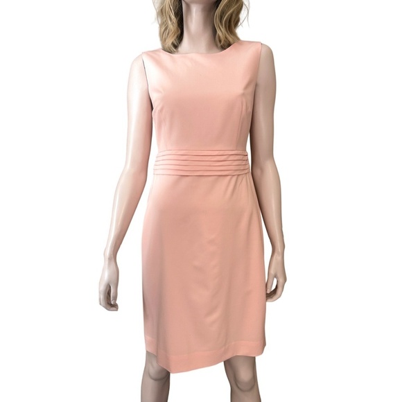 J. CREW 365 Dress Refined Wool Blend Pale Pink Sleeveless Sheath Pleated Waist - Picture 12 of 14